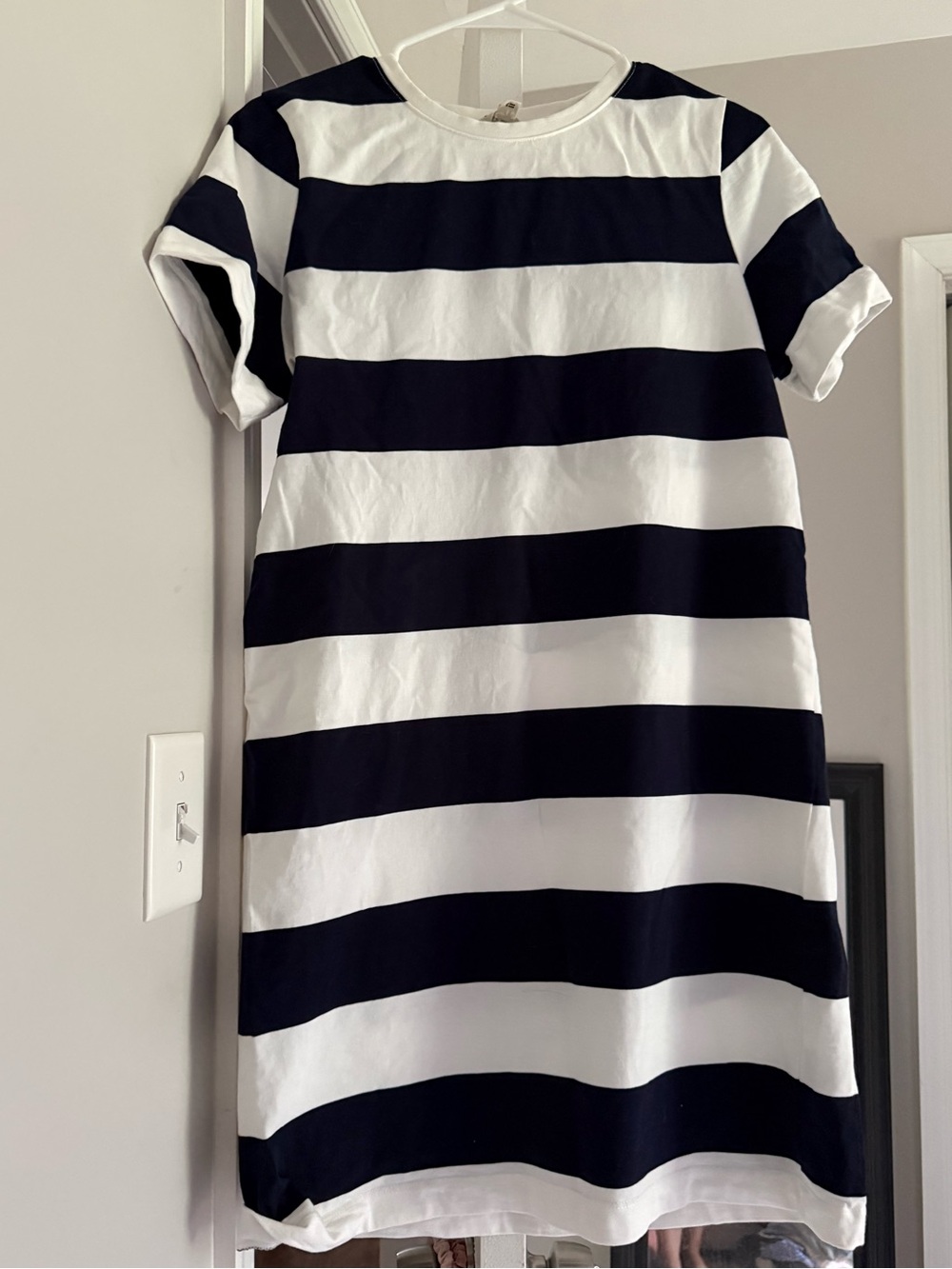 Boden Navy and White Striped Short Sleeve Dress